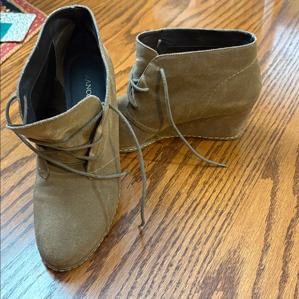 Franco Sarto Tan Suede Ankle Boots